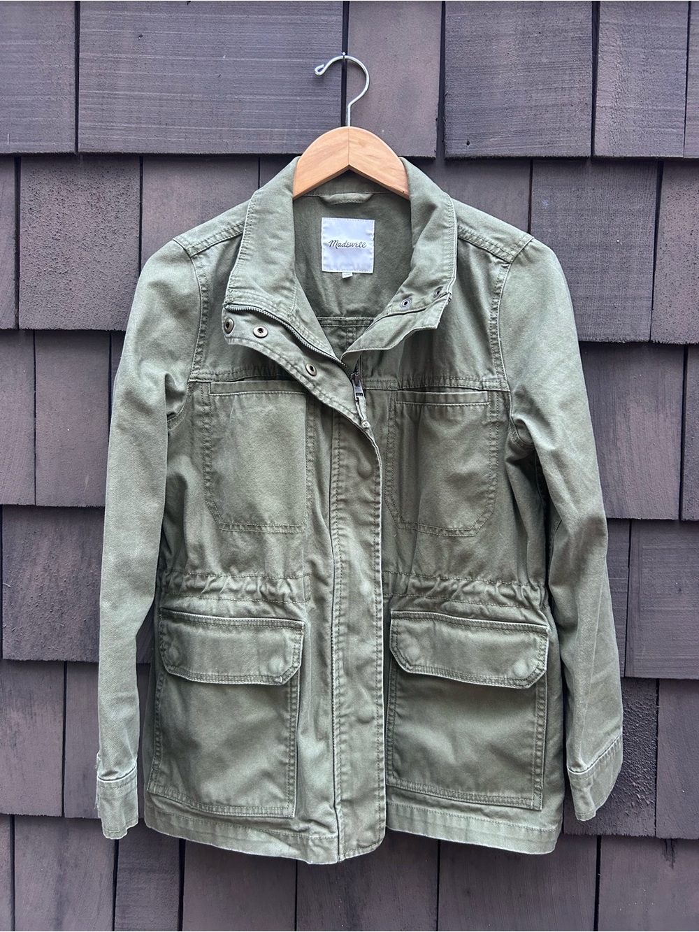 Madewell Olive Green Utility Jacket with Front Pockets